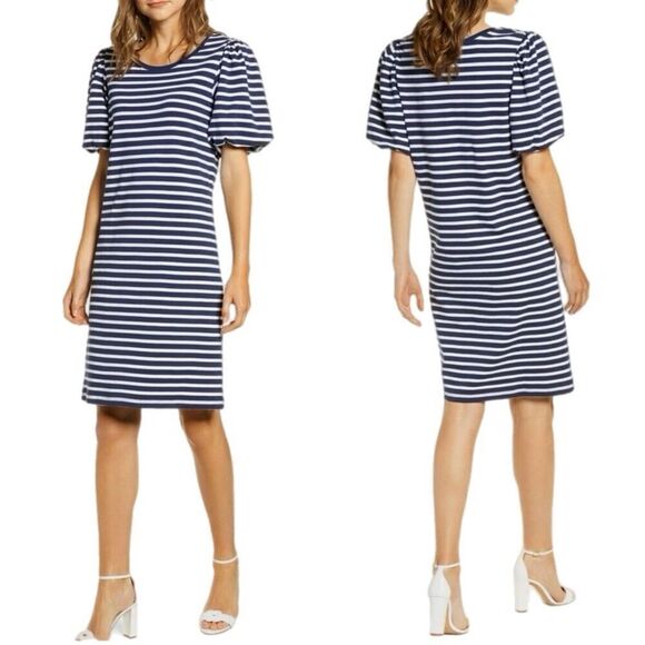Rachel Parcell Stripe Bubble Sleeve T-Shirt Dress - Picture 1 of 4
